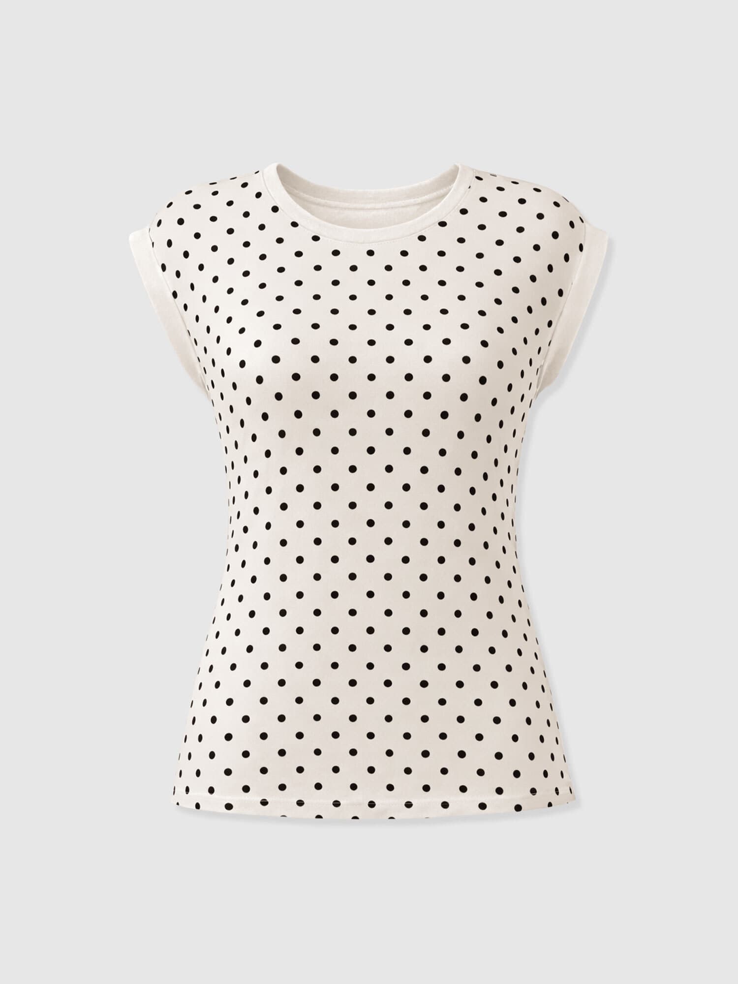 Turn Up Contrast Tee - Cream Polka Dot - Women's T-shirts | Saint + Sofia® USA